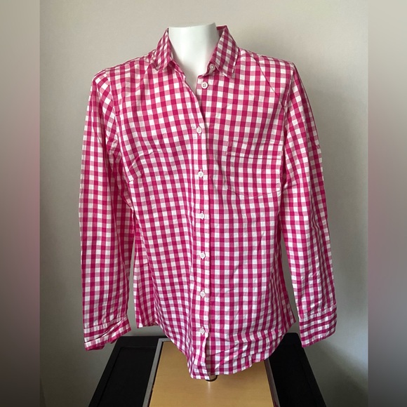 J. Crew Pink and White Gingham Button Down Shirt - Picture 1 of 6